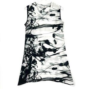 Bryn‎ Walker Abstract Print Shift Tunic Dress Size S Sheer Artsy Lagenlook